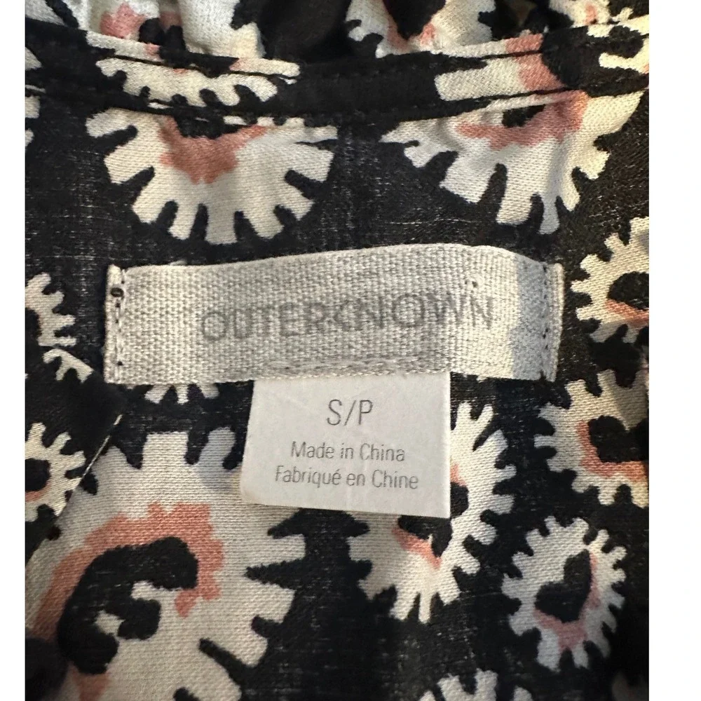 Outerknown Canyon Midi Dress Sz S Organic Cotton Pitch‎ Black Bramble Daisy Belt